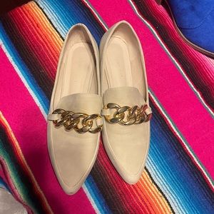 Tan and gold loafers-flats